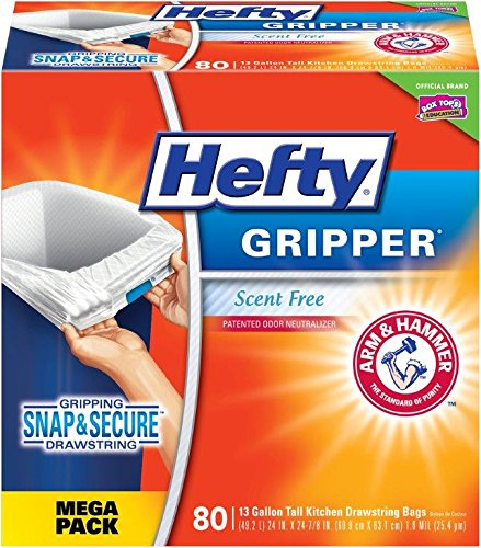 Hefty Gripper Tall Kitchen Trash Bags - 13 Gallon, 80 Count