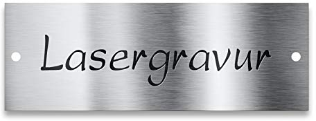 Metzler Namensschild Edelstahl für Briefkasten, individuelles Namensschild mit Gravur, Briefkastenschild Edelstahl, rostfrei und wetterfest, Haustür oder Wandmontage, Größe: 85 x 30 mm (mit Bohrung)