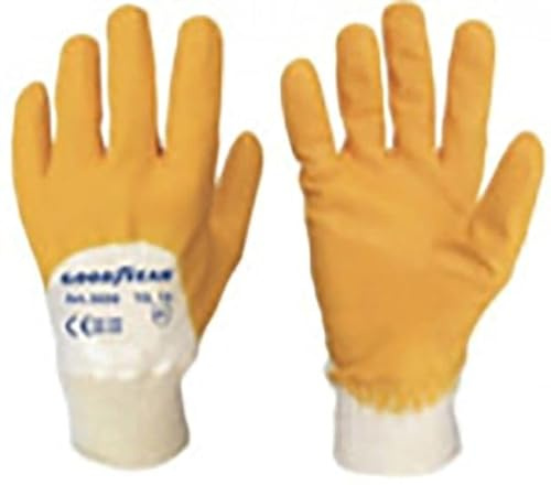 Goodyear guanti in cotone e nitrile taglia 10 colore giallo/bianco, guanti da lavoro