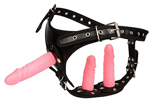 Dildo strap-on Roluck con 3 dildo in silicone, dildo strap-on regolabile SM giocattolo erotico per uomini donne coppia lesbica