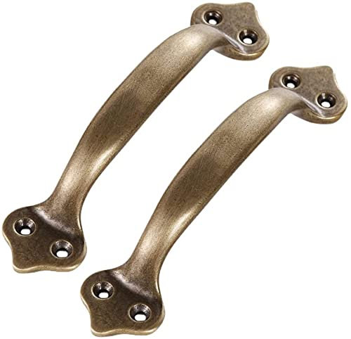 ENESEA Wardrobe Door Small Handle, Drawer Knobs,Cabinet Pulls for Drawers, 2Pcs Vintage Antique Brass Handle Wardrobe Window Drawer Pure Brass Pulls