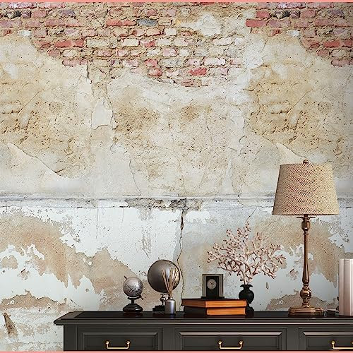 A.S. Création Vliestapete - Backstein Tapete Betonoptik in Weiß, Braun und Beige - Wandtapete für verschiedene Räume - Wandbild XXL 2,80 m x 1,59 m