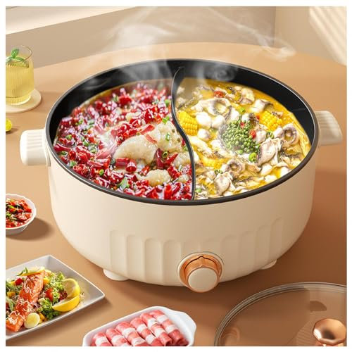 ARTSIM Appareil A Fondue, 1350 Watts Hot Pot IdéAl pour Les RéUnions De Famille (avec 2 Filets Non éTanches),White
