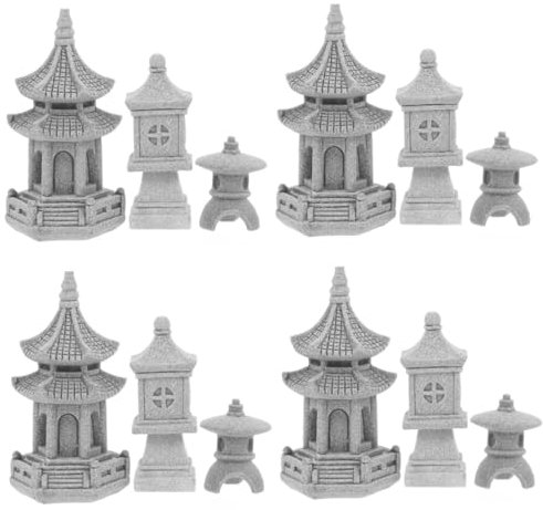 POPETPOP 12stücke Teiliges Dekorative Pagode Ornamente Für Garten Und Balkon Simulation Wenchang Pagoda Mit Miniatur Laternen Für Mini-gärten Und Landschaftsgestaltung