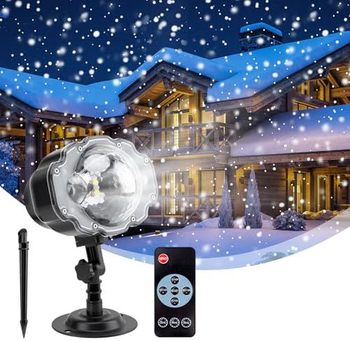Proiettore di Luce Natalizia, Luci LED Nevicata Luci Decorazione Natalizia Proiettore Luci Esterno Impermeabile Telecomando Luce Notturna Faretto per Capodanno, Vacanze Halloween Festa Natale