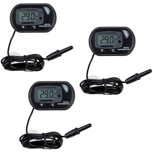 3Pcs Aquarium Thermometer Digital, Fish Tank Thermometer Digital, With Probe and Suction Cup, Water Thermometer for Aquariums, Reptile Tanks & Breeding