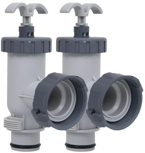 Gecheer 2Pcs PP Pool Plunger Valves Set Accessory Fittings for Above Ground Pools Gray Swimming pool plunger valve Model92801