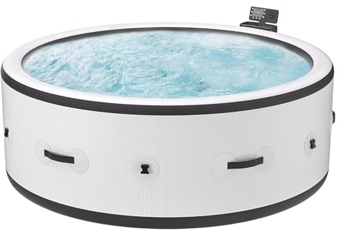 Uppblåsbar bubbelpool för 4-6 personer, 81 runt portabelt spa med 150 luftstrålar och termiskt lock, 104°F uppvärmning, för uteplats och trädgård utomhus