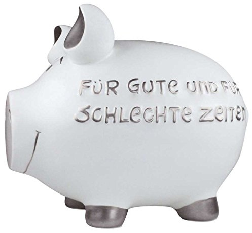 KCG Spardose Schwein Für gute und … Keramik weiß gold groß