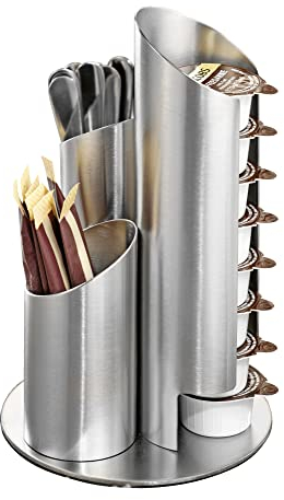 Esmeyer 400-2647 Portionsspender Multi aus mattiertem Edelstahl, für Milchdöschen, Zuckertüten und Rührstäbchen