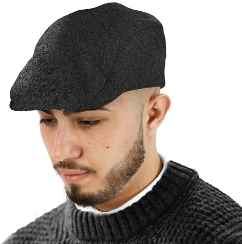 TOSKATOK® Schiebermütze aus einfarbigem Wollgemisch für Herren