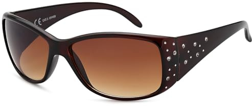 styleBREAKER Damen Sonnenbrille Butterfly mit Strasssteinen | Schmetterlingsform Kunststoffrahmen mit UV400 Gläsern | Verlaufstönung & Glitzerdetails, Gestell Braun/Glas Braun Verlauf