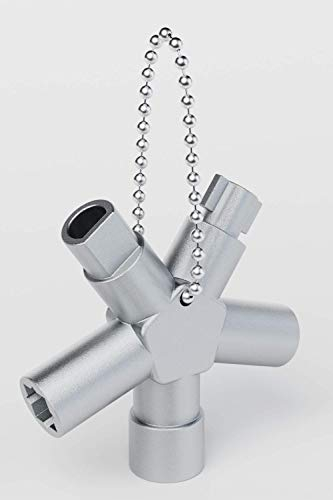 ABSINA Universalschlüssel mit 4 Profile - Dreikantschlüssel Vierkantschlüssel Schaltschrankschlüssel Vierkant Dreikant Bauschlüssel - Universal Schlüssel für gängige Schränke & Absperrsysteme