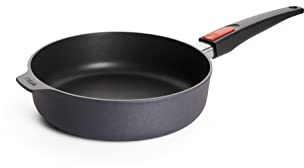 Woll Diamond Lite Hochrandpfanne - Induktiv -, Ø 24 cm, 7 cm hoch, mit abnehmbarem Stiel - Geeignet für alle Herdarten, Aluminiumguss, Antihaft-Versiegelung, backofenfest, anthrazit