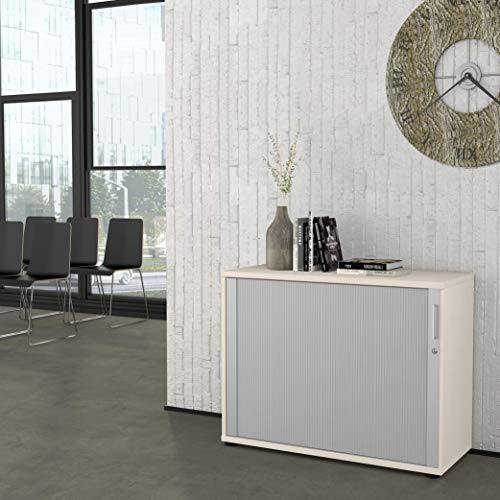 Weber Büro Profi Jalousieschrank Ahorn 2OH Quer-Rollladenschrank Aktenschrank Archivschrank