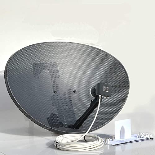 SSL Satellites 80CM Zone 2 Freesat HDR Satellite Dish DIY Self Installation Kit, Latest Dish with Quad LNB, 5 Meter RG6 White Coax Cable, All necessary Brackets, Bolts and SATELLITE FINDER