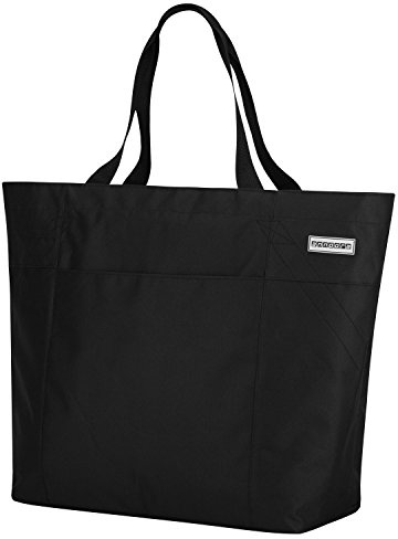 anndora XXL Strandtasche 40 Liter – große Badetasche mit Reißverschluss & Zusatzfächern – faltbarer Shopper für Strand, Schwimmbad, Sauna & Einkaufen (Schwarz)