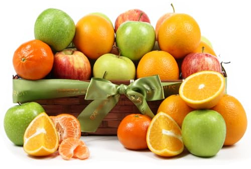 Crunchy Apples and Orange Fruit Basket - Fruit Gift Baskets and Gift Hampers with Next Day UK delivery with Personal Message attached