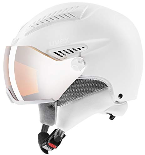 uvex hlmt 600 Visor - robuster Skihelm für Damen und Herren - individuelle Größenanpassung - mit Visier - All White matt - 53-55 cm
