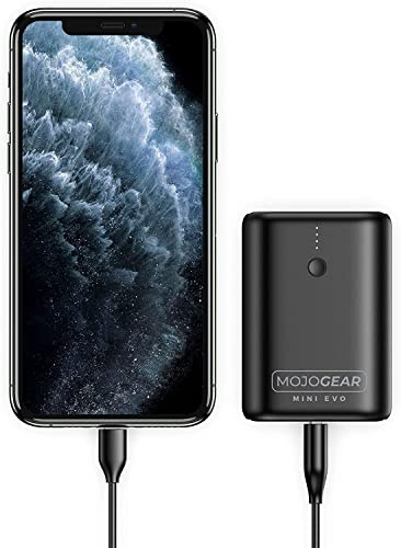 MOJOGEAR Mini EVO powerbank – den allra minsta 10.000 mAh Power Bank i världen – 22,5 W snabbladdning (Quick Charge 3.0 och USB-PD) externt batteri powerbank liten – svart