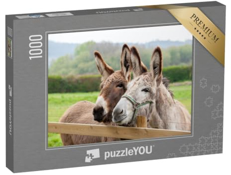 puzzleYOU: Puzzle 1000 Teile „Eselfamilie im Freien auf der Wiese“ – aus der Puzzle-Kollektion Esel