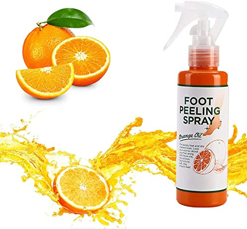 Foot Peeling Spray Orange Oil,Foot Peeling Spray That Remove Dead Skin,Tea Tree Foot Peeling Spray,Remove Dead Skin within Seconds,Exfoliator For Cracked Rough Heels,Dry Toe Skin&Calluses (Orange)