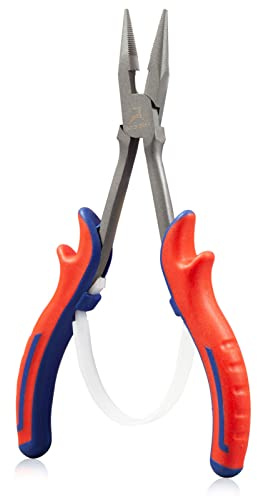 GOLD DEER 6 Long Reach Long Nose Pliers Mini Long Reach Pliers with Serrated Jaws for Fishing Wire Wrapping Extra Long Nose Pliers for Hard to Reach Narrow Space, Carbon Steel Body with Teflon Finish