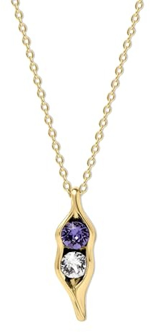 Women's Custom Two Stone Peas in a Pod Gold Tone Pendant (16 chain) - Personalized Necklaces for Women - Pea Pod Jewelry - Gift for Her - Gifts for Mom