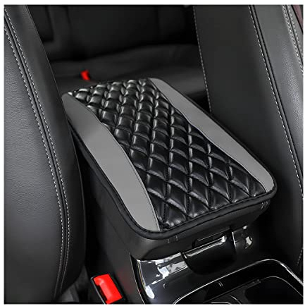 Moly Magnolia Car Center Console Cushion Pad, Universal Leather Waterproof Armrest Seat Box Cover Protector,Comfortable Car Decor Accessories Fit for Most Cars, Vehicles, SUVs (Gray)