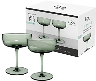 like. by Villeroy & Boch – Like Sage coppa da spumante - coppetta da dessert set da 2 pz., vetro colorato verde, capacità 100ml