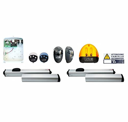 Kit motore idraulico PLA per cancelli a battente, 230Vac, max 300Kg / 5 metri per battente, centralina T011A, 2 radiocomandi, 1 coppia di fotocellule, lampeggiante Led - Tecno Automazione KITB99TN