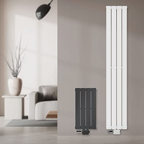ML-Design Panel Radiator Monocapa 600x300 mm Blanco Conexión central con racor de conexión Universal Esquinero y recto Multiblock Termostato Radiador de baño Radiador de diseño vertical Panel Radiator