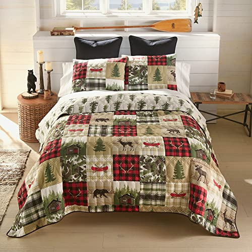 Donna Sharp King Bedding Set - 3 Piece - Cedar Lodge Lodge Quilt Set with King Quilt and Two King Pillow Shams - Machine Washable