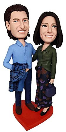 mydedor Custom Bobble-Heads Figur Customized Doll, Holiday Couple in Green Shirt Custom Bobble Head, Bobble Head Figures Handmade Personalized Sculpture Gift for Couple