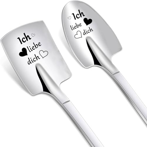 DIKARIYA Geschenke für Frauen Weihnachten, Eislöffel mit Gravur, Ich Liebe Dich Geschenk für Frauen, Weihnachtslöffel Liebeslöffel Weihnachts Teelöffel Lieblingsmensch Geschenke für Freundin Ehefrau
