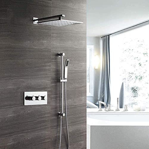 Shower System Full Copper Concealed Shower Wall Installation Two-Function Shower Set 250 * 250mm Stylish and Practical Decoration