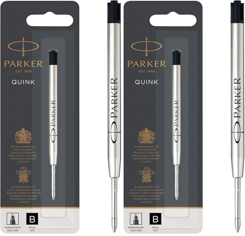Parker Kugelschreiberminen | breite Spitze | QUINKflow schwarze Tinte | Packung mit 1, schwarz (Packung mit 2)