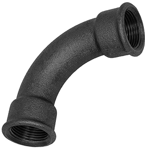 MegaHaustechnik Bogen 90 Grad 2 Zoll IG x IG Gewindefitting aus Temperguß schwarz Nr.2 mit Innengewinde-Innendurchmesser 56mm DN50 Rohr