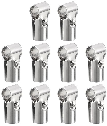 sourcing map Struktur-Rohrverbinder-Gelenk-Rohrschellen, 180 Grad, 2-Wege, 10er-Set, Edelstahl, Eckbeschläge, Endschienen, Klemme für OD 25 mm Rohr, Silber