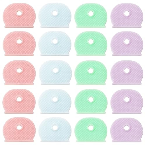 Mini Skater 20Pcs Key Cap Tags 1x0.79x0.16 Key Identifier Markers Protectors Covers for Standard Flat House Keys (Colored)
