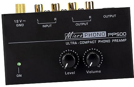 Ioensy Preamplificatore fono per giradischi Amplificatore per giradischi, Preamplificatore audio compatto, Preamplificatore per giradischi DC 12V