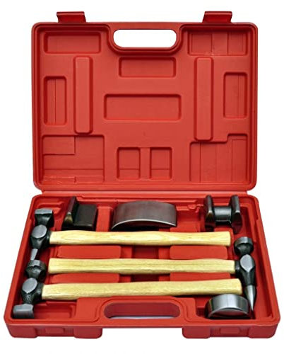Coffret set de marteau et tas pour carrossier 7 pièces outils garage atelier bricolage 3402029/2