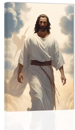 ZXHYWYM Christliche Leinwandbilder religiöse Gemälde von Jesus Wanddekoration schwarzes Jesus Christus Poster Glaube Wanddruck für Zuhause Kirche mit Rahmen (60.00 x 90.00 cms)