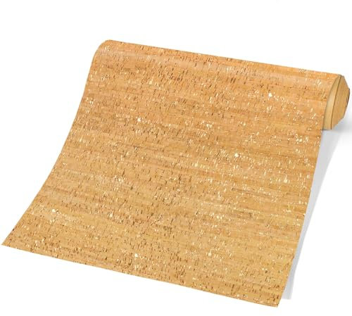 CanaanTree Peel and Stick Wallpaper Self Adhesive Bamboo Contact Paper Inlaid with Gold Foil Removable Textured 3D 100% Real Cork 16.5 x 118 Inch (Corboo)