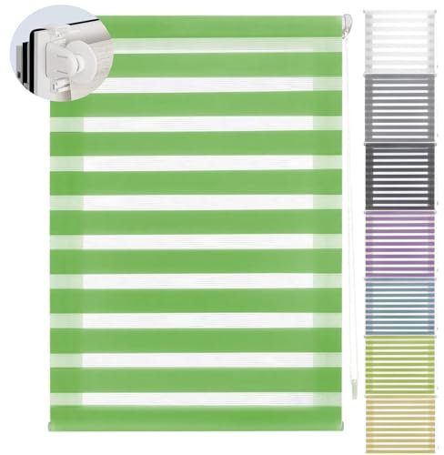 Verdunklungsrollo ohne Bohren 60 x 80 cm lichtdurchlässig & verdunkelnd Verdunklungsrollo Fensterrollo inklusive Montagematerial für Fenster & Tür, Grün