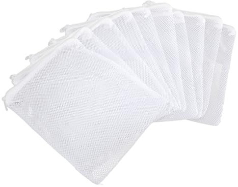 Sacchetto Filtro a Rete, 10 Pezzi Sacchetti per Materiale Filtrante per Acquario Foro a Rete Grande Espandibile con Cerniera per Fibra di Torba