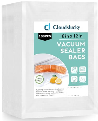 Cloudslucky Vakuumierbeutel Lebensmittel 100 Stück 20x30 cm Vakuumbeutel Gefrierbeutel Profi-beutel für alle Vakuumierer,BPA-frei,Kochfest und Sous Vide Beutel Vacuum Bags for food