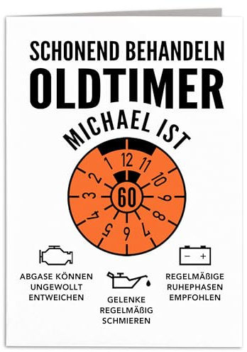 Geburtstagskarte 60. Geburtstag Oldtimer personalisiert mit Umschlag | Personalisiert, hochwertiger Karton, inkl. Umschlag, Lustige Grußkarte, Klappkarte & Faltkarte, für Männer