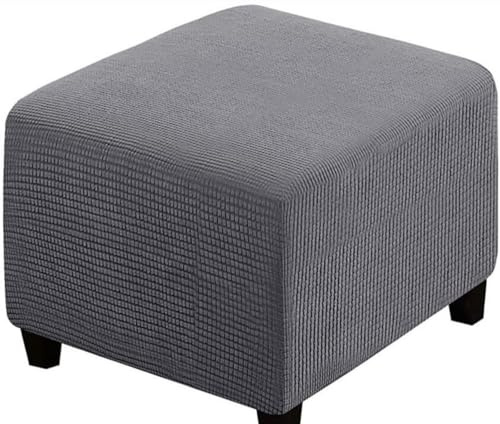 Fußhocker Bezug Ottomane Quadratisch Schonbezug Hockerbezug 60x60 /40x40 Stretch Cordstoff Husse für Fußhocker Ottomanischer Hocker-Bezug Überzug Hocker Protector Waschbar(Dark grey,50x50 cm)