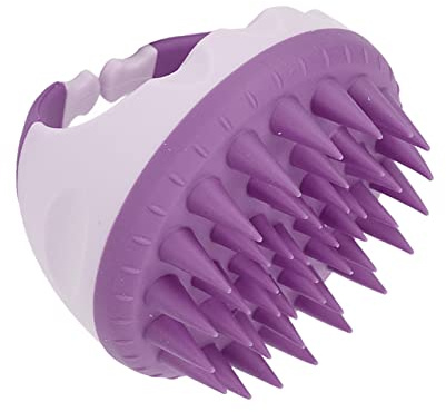 Kopfhautmassagegerät, Haarmassagegerät, Weiches Silikon, Wasserdicht, Manuelle Haarmassage, Kopfhautreinigung, Anti-Schuppen-Shampoo-Bürste (Lila)